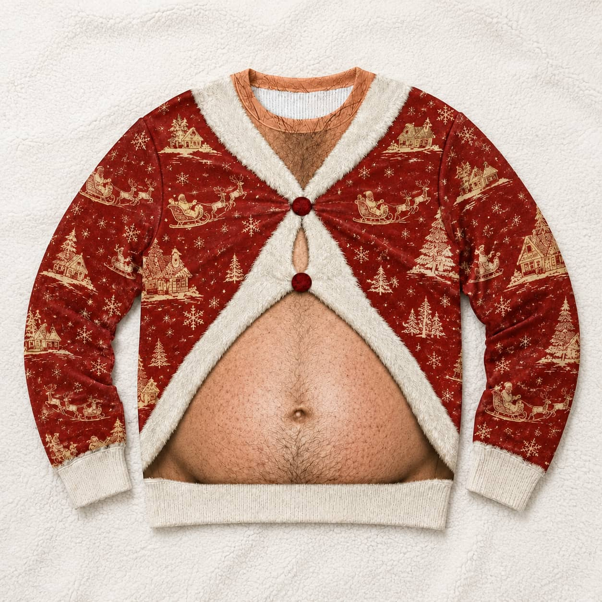 Belly Cutout Ugly Christmas Sweatshirt, Funny Open Stomach Holiday Top