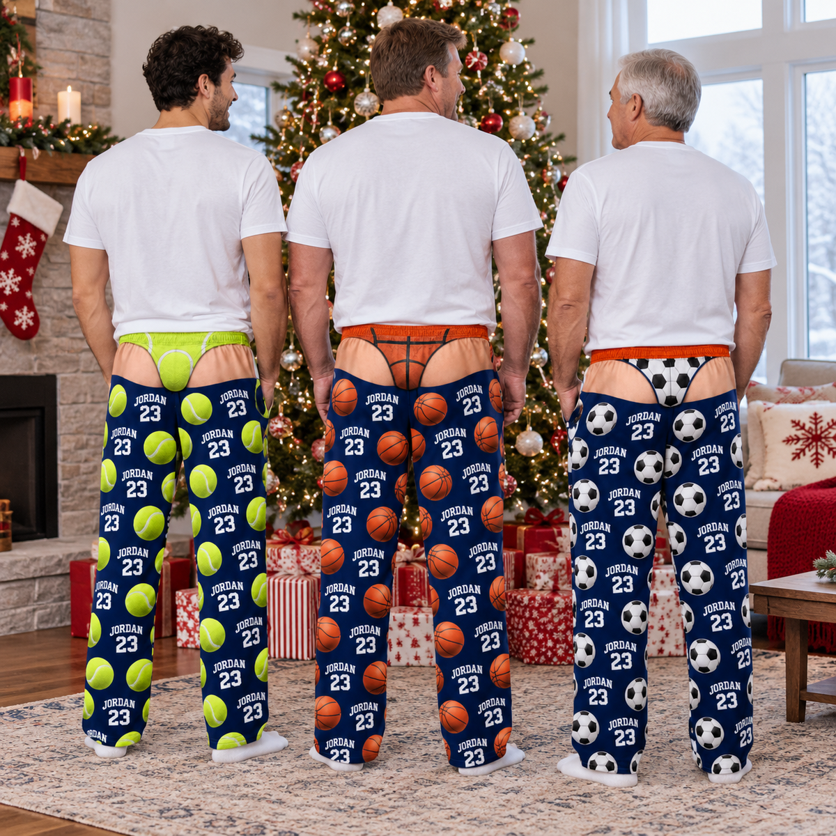 Novelty Pajama Pants Sports Ball Graphic Print Blue Loungewear