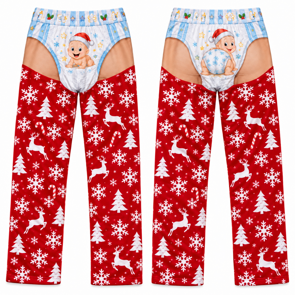 Novelty Christmas Diaper Pajama Pants Men Holiday Loungewear