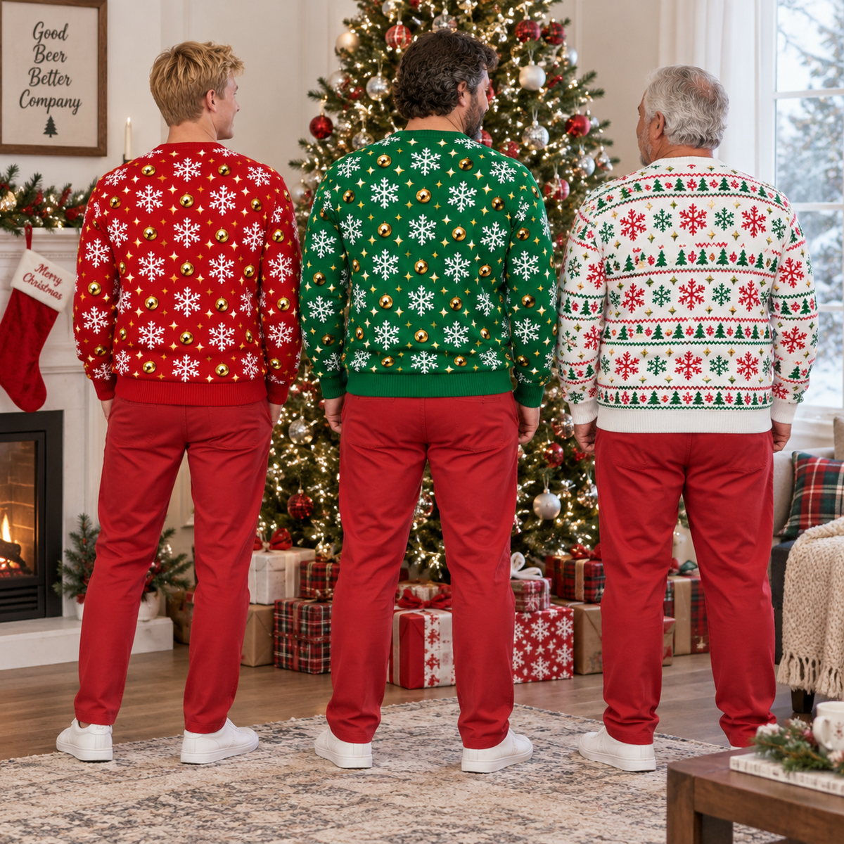 Beer Belly Christmas Sweatshirt Novelty Fake Hairy Stomach Pullover