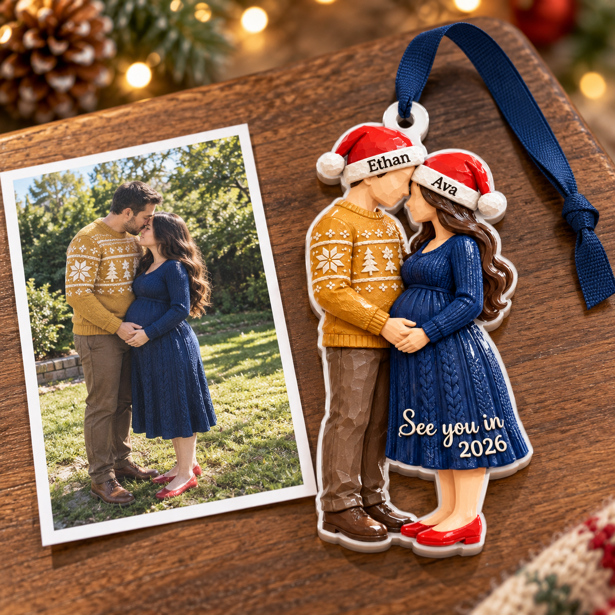 Expecting Parents Pregnancy Announcement Christmas Tree Keepsake - 3D Relief Ornament