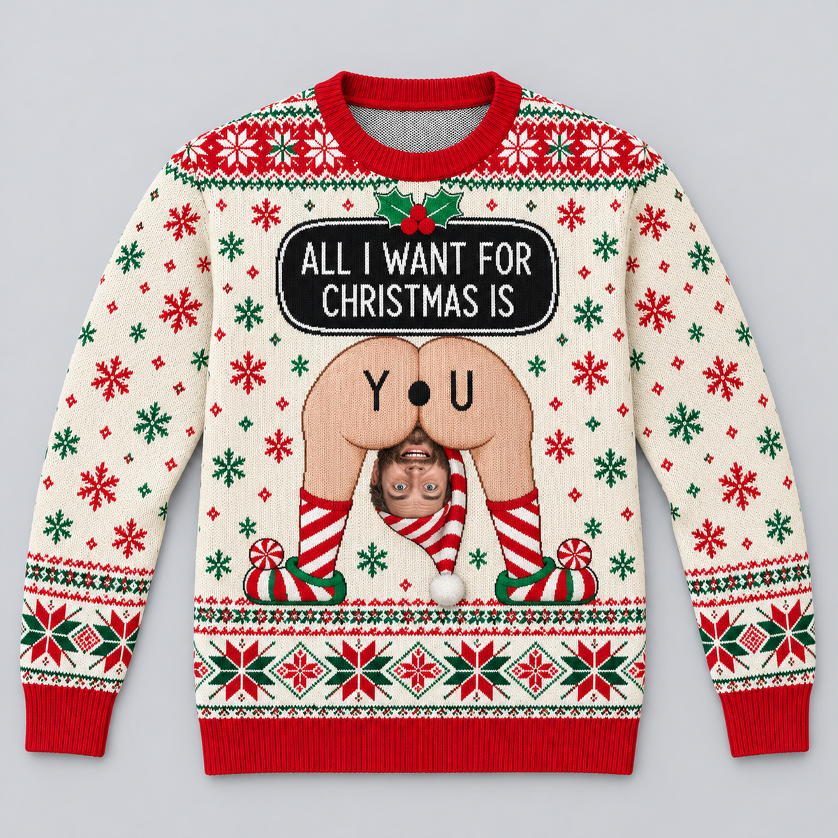 Funny Ugly Christmas Sweatshirt All I Want Novelty Holiday Pullover