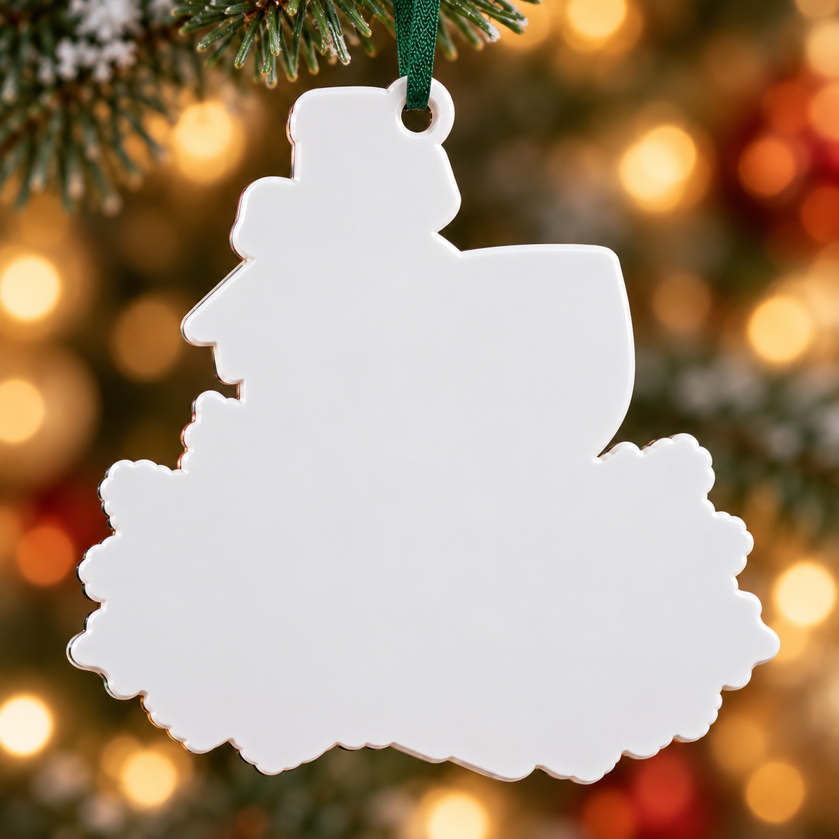 Red Wine Bottle and Glass Christmas Tree Holiday Decoration - 3D Relief Ornament