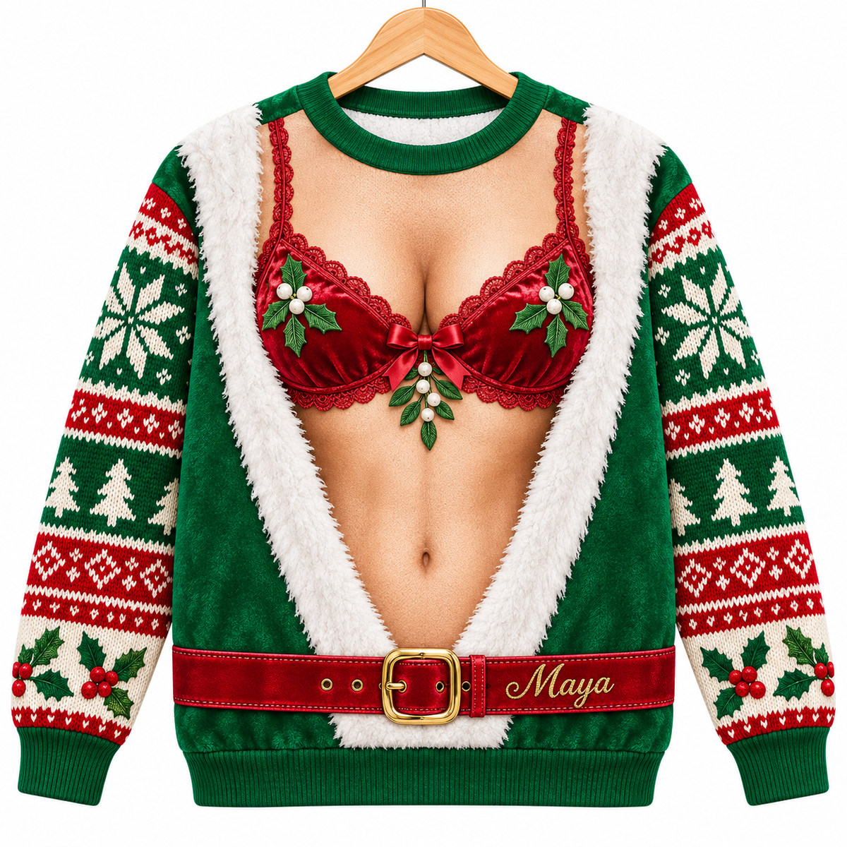Faux Bra Ugly Christmas Sweatshirt Funny Holiday Graphic Pullover