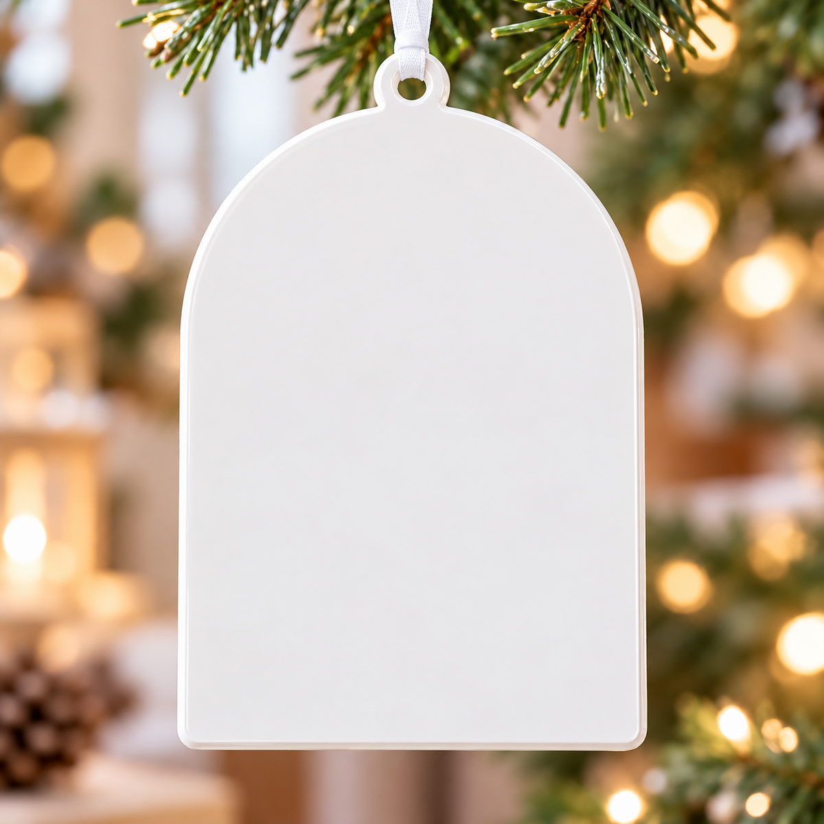 Newlywed Wedding Couple Arch Hanging Keepsake with Ribbon - 3D Relief Ornament