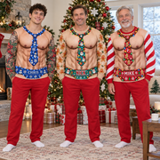 Funny Christmas Sweatshirt Faux Muscle Chest Holiday Tie Graphic
