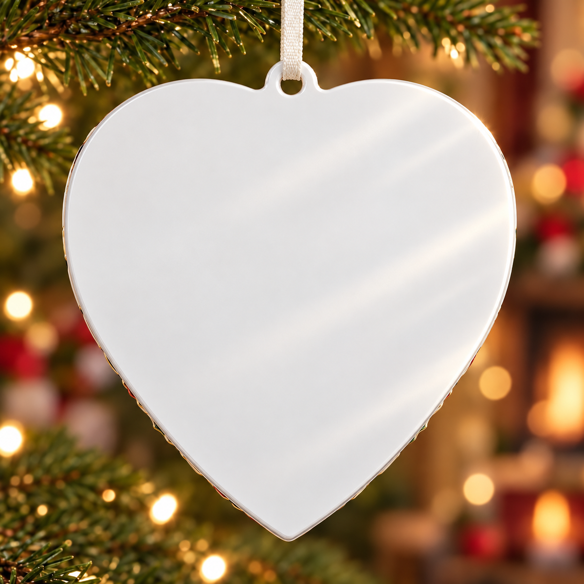 Heart Memorial Keepsake with Red Cardinal and Poinsettia Accents - 3D Relief Ornament