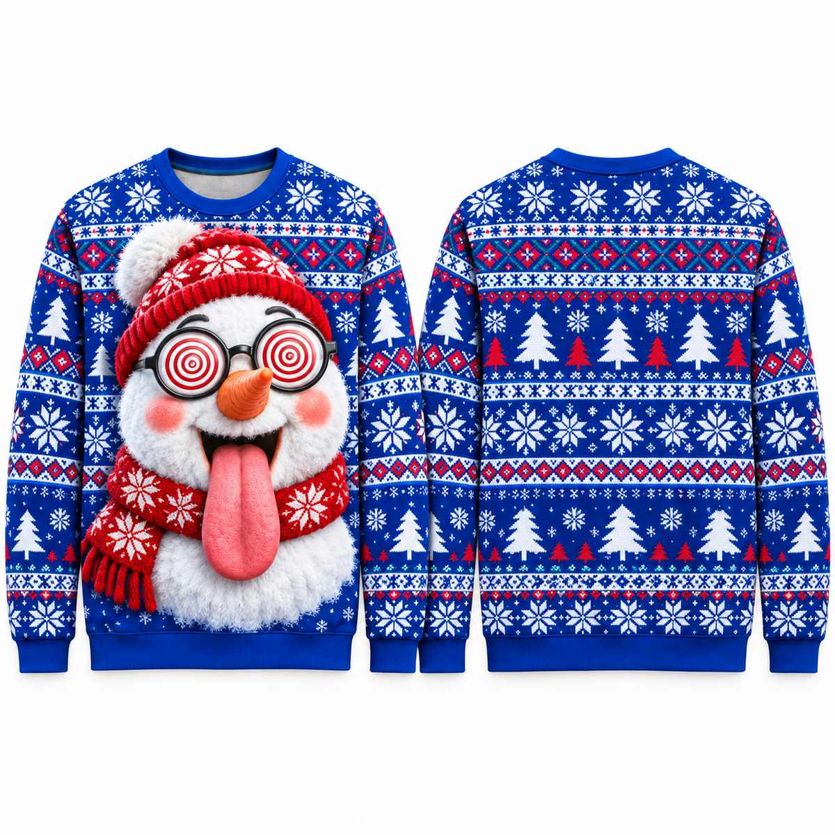 Funny Christmas Sweatshirt Hypnotic 3D Tongue Graphic Pullover