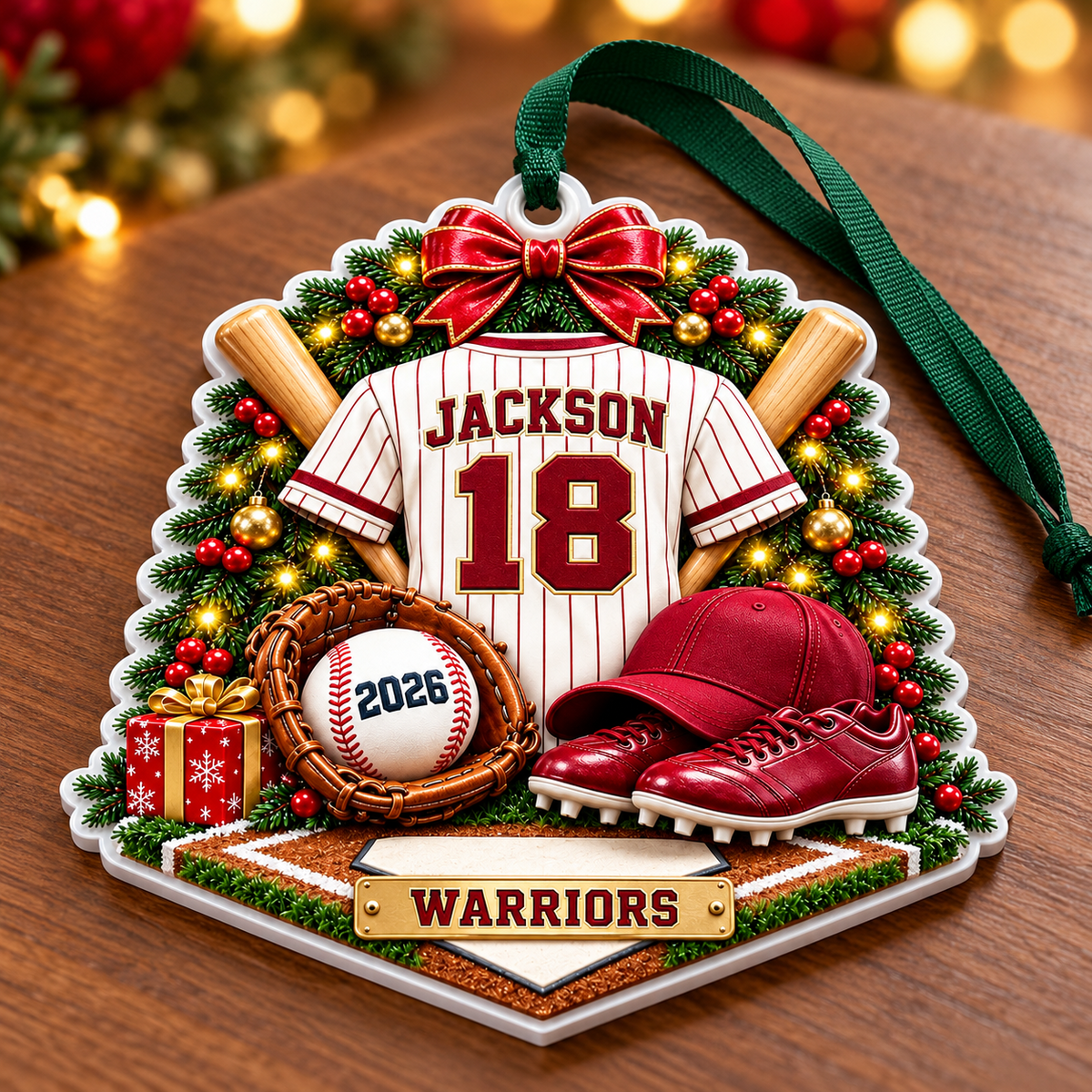Baseball Player Jersey and Gear Festive Holiday Keepsake - 3D Relief Ornament