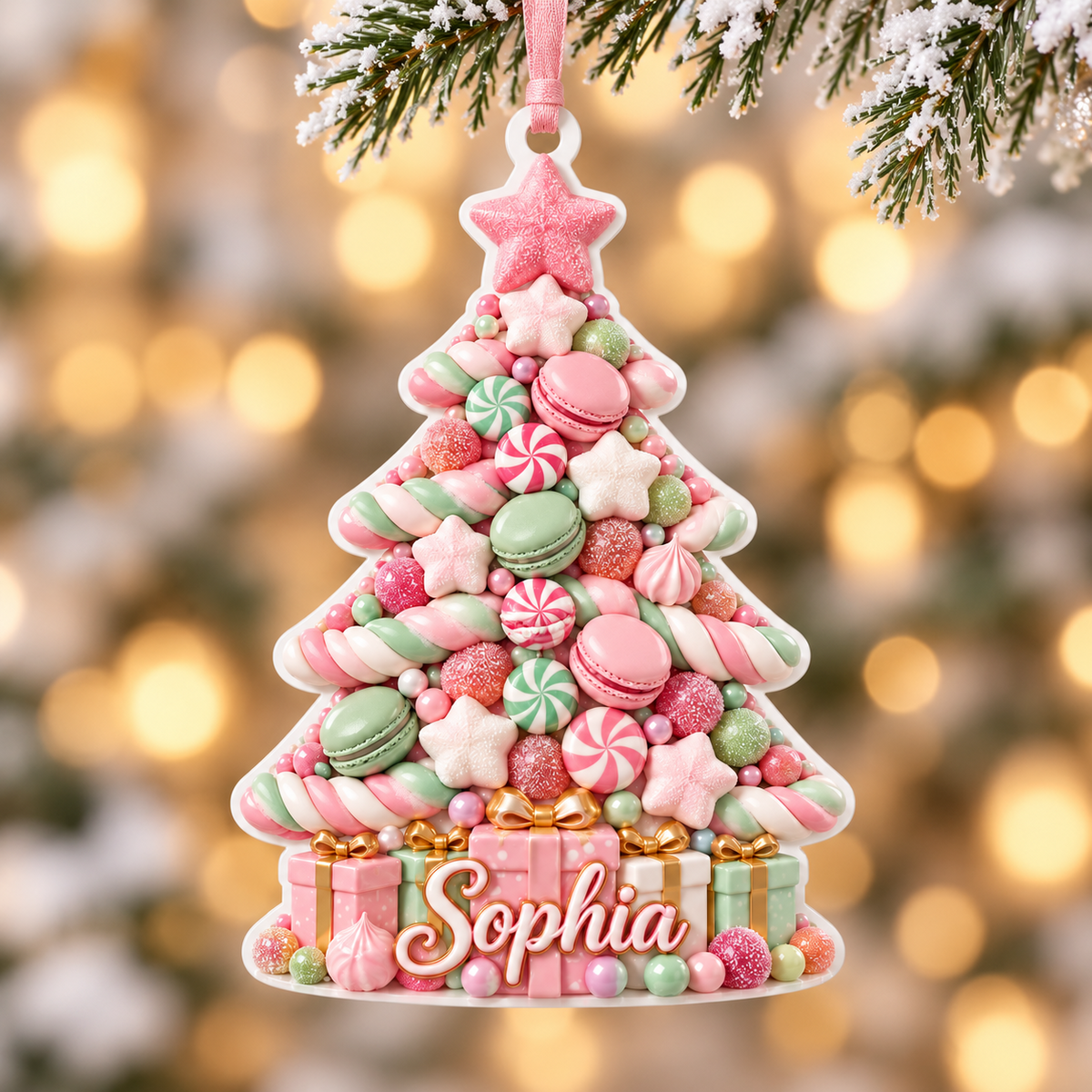 White Acrylic Christmas Tree Silhouette Holiday Hanging Decoration - 3D Relief Ornament