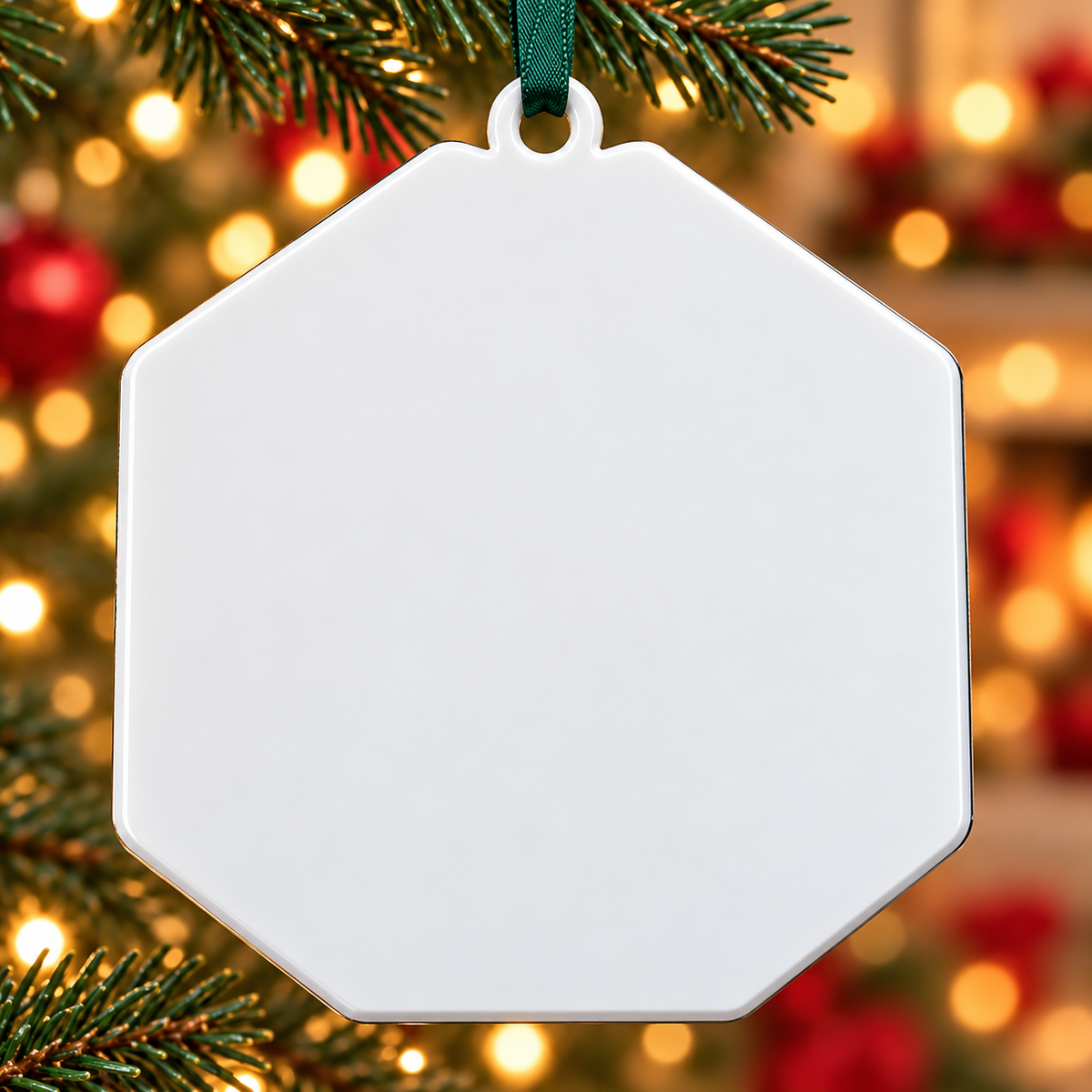 Badminton Rackets and Shuttlecock Court Hexagon Holiday Keepsake - 3D Relief Ornament