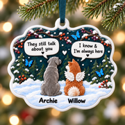 Dog Memorial Hanging Plaque with Angel Wings and Winter Forest - 3D Relief Ornament