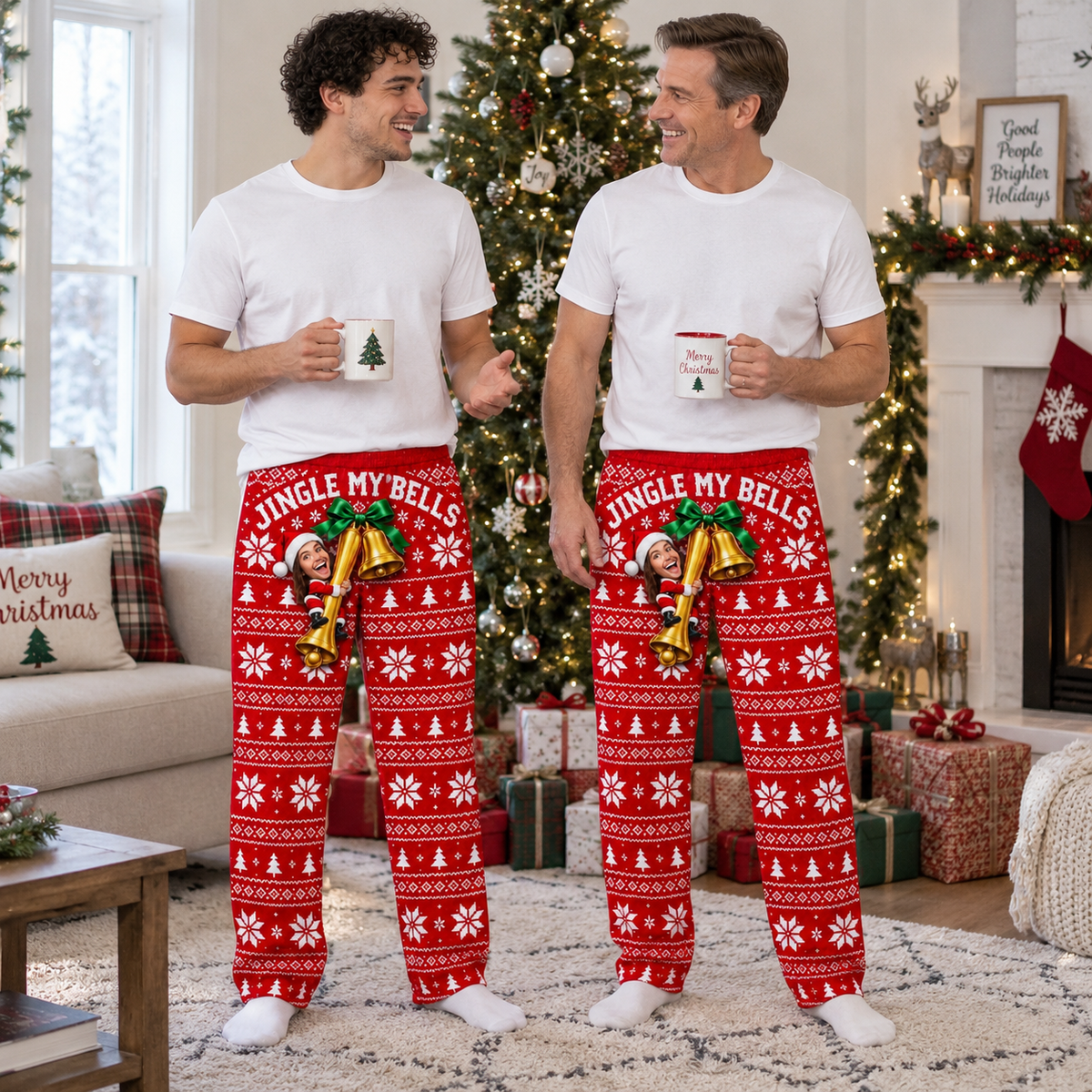 Jingle My Bells Mens Pajama Pants Holiday Fair Isle Lounge Bottoms