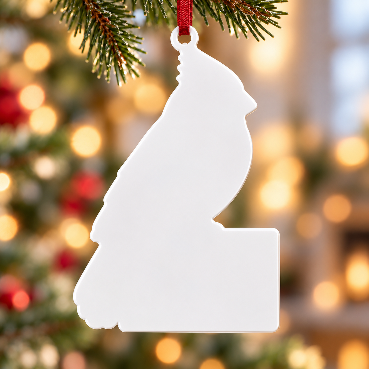 Red Cardinal Perched on Envelope Memorial Tree Hanging - 3D Relief Ornament