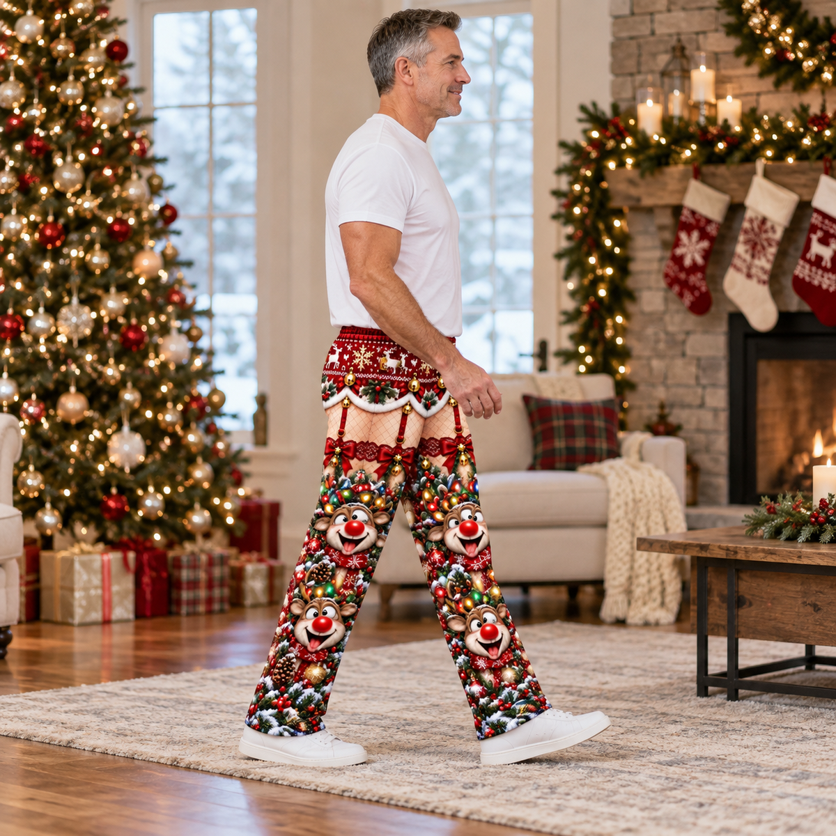 Christmas Pajama Pants Womens Novelty Holiday Printed Trousers