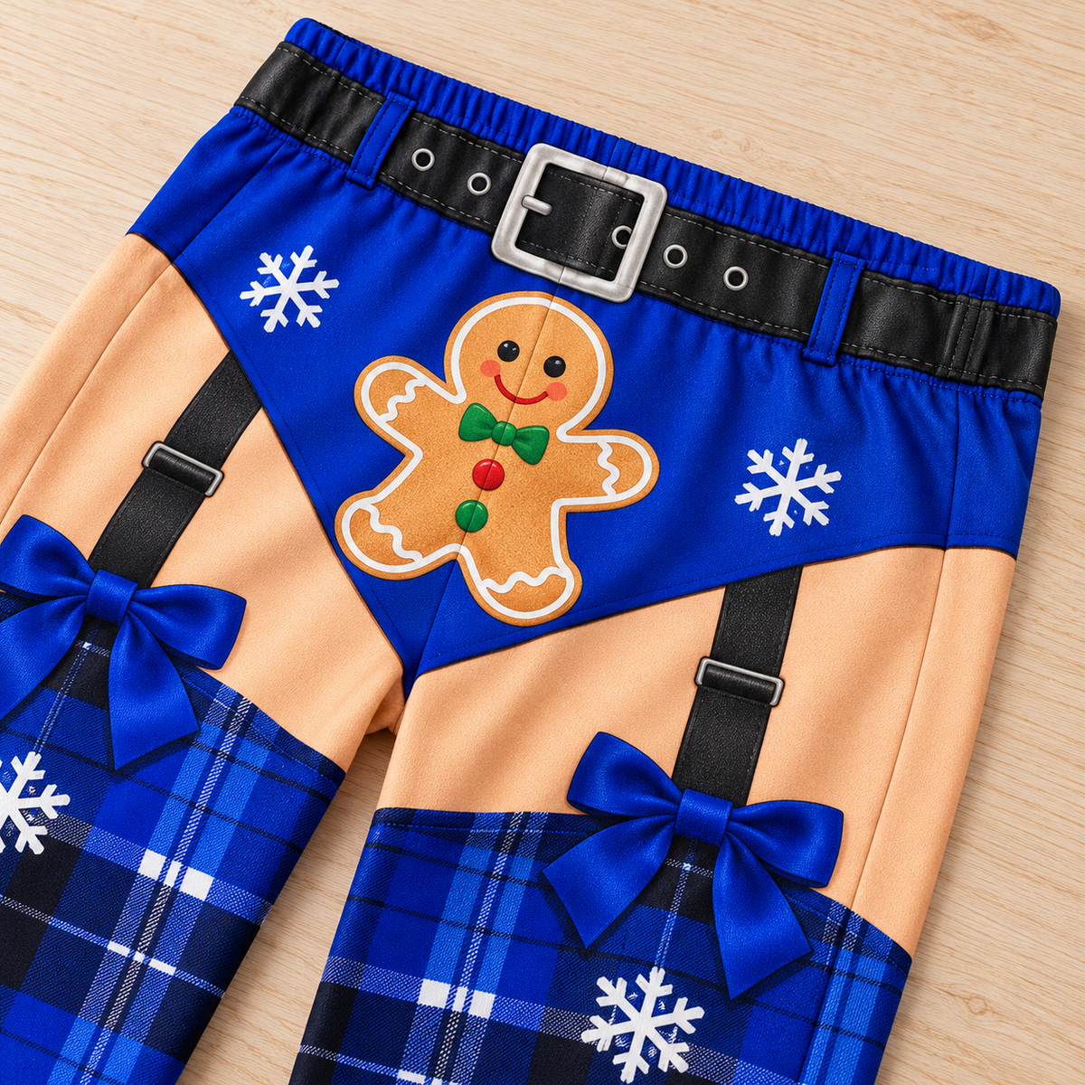 Funny Christmas Pajama Pants Plaid Gingerbread Garter Belt Trousers