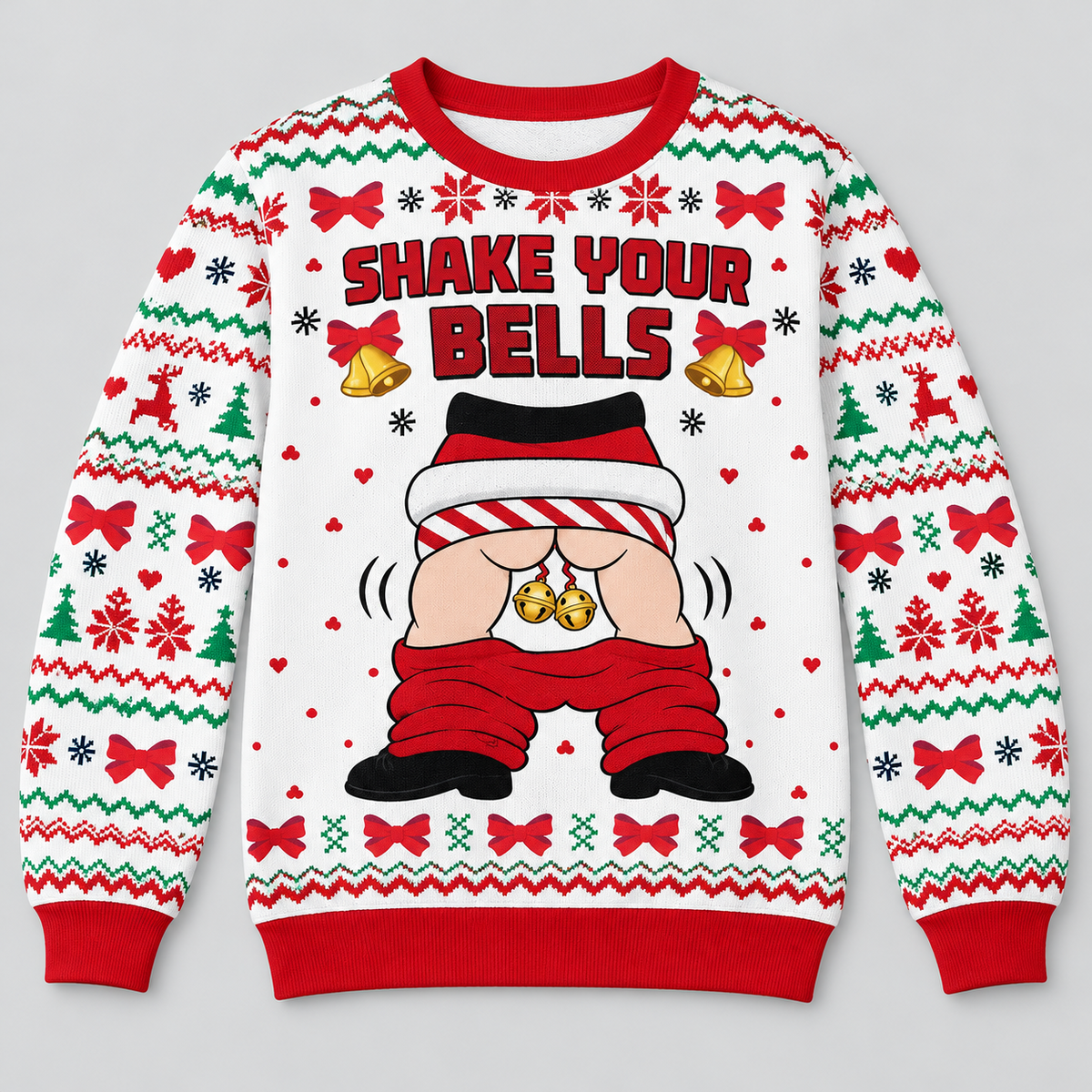 Funny Christmas Sweatshirt Cheeky Jingle Bell Holiday Graphic Crewneck