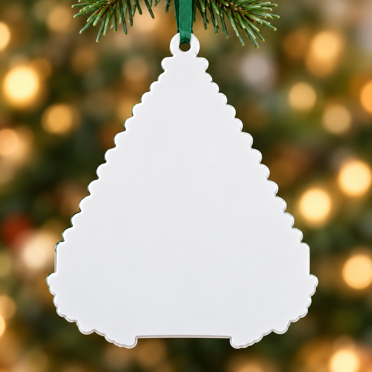 Couple Sitting by Christmas Tree Acrylic Hanging Plaque - 3D Relief Ornament