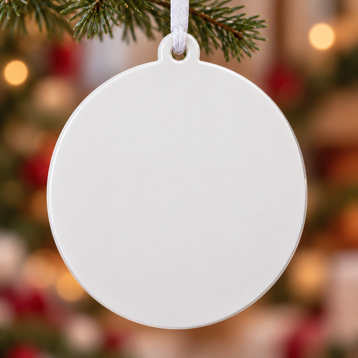 Family of Three with Dog Ceramic Round Holiday Keepsake - 3D Relief Ornament