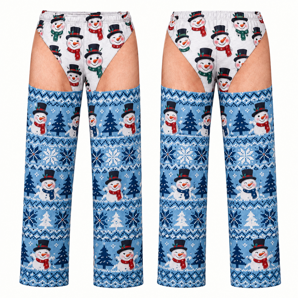 Mens Christmas Gag Pajama Pants Novelty Cutout Illusion Sleepwear