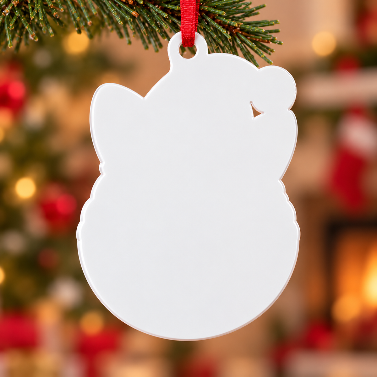 Corgi Dog in Santa Hat Christmas Tree Bauble Hanging Acrylic Keepsake - 3D Relief Ornament