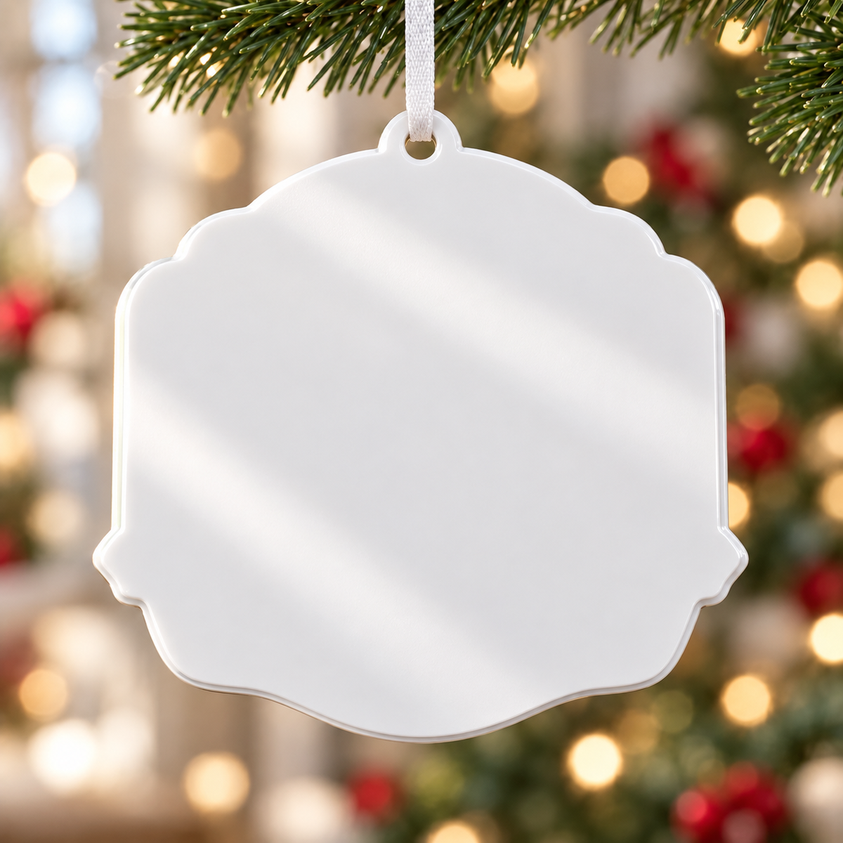 Pet Christmas Tree Hanging Plaque with Dogs, Cat in Santa Hats, Holiday Gift Boxes - 3D Relief Ornament