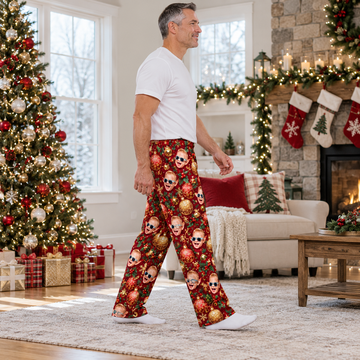 Christmas Pajama Pants Printed Holiday Lounge Sleepwear Trousers