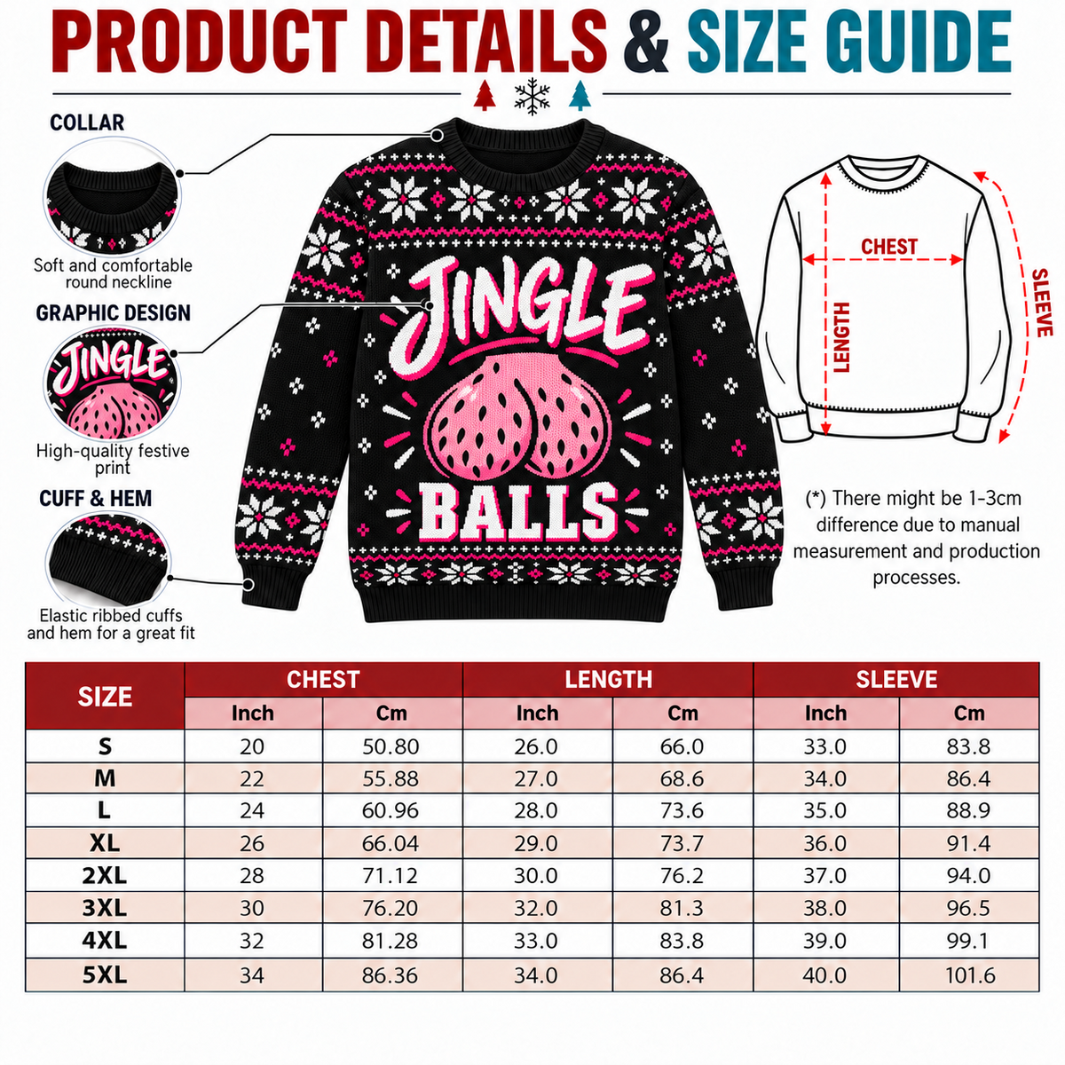 Jingle Balls Ugly Christmas Sweater Funny Fair Isle Holiday Pullover