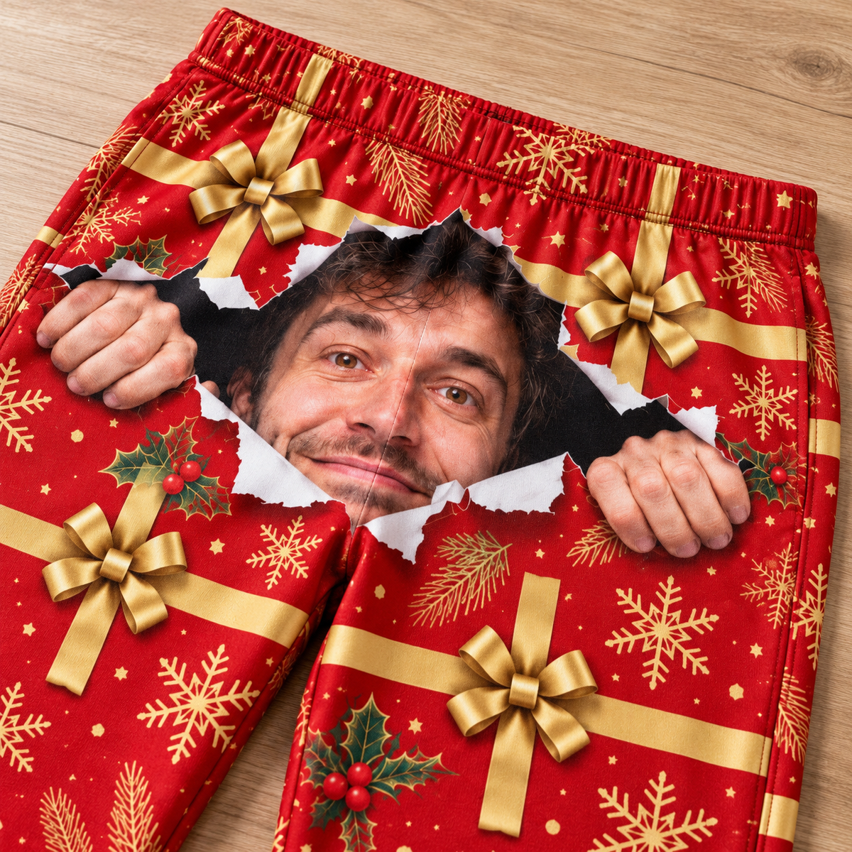 Christmas Wrapping Paper Pajama Pants Novelty Holiday Lounge Bottoms