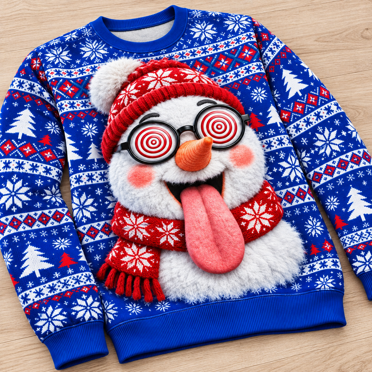 Funny Christmas Sweatshirt Hypnotic 3D Tongue Graphic Pullover