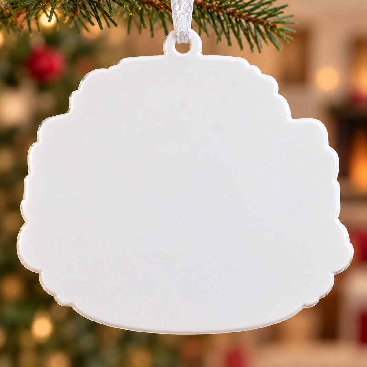Family of Four by the Fireplace Cartoon Holiday Keepsake - 3D Relief Ornament