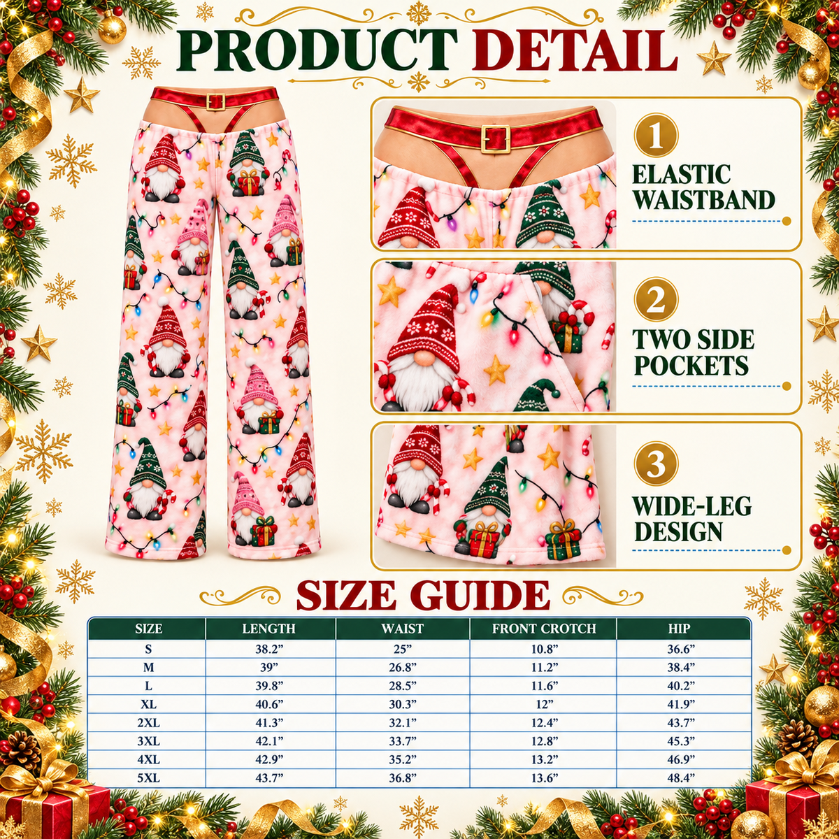 Womens Christmas Cutout Pajama Pants Holiday Print Lounge Bottoms