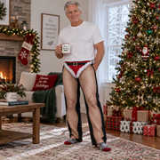 Novelty Christmas Pajama Pants Fishnet Santa Brief Print Loungewear
