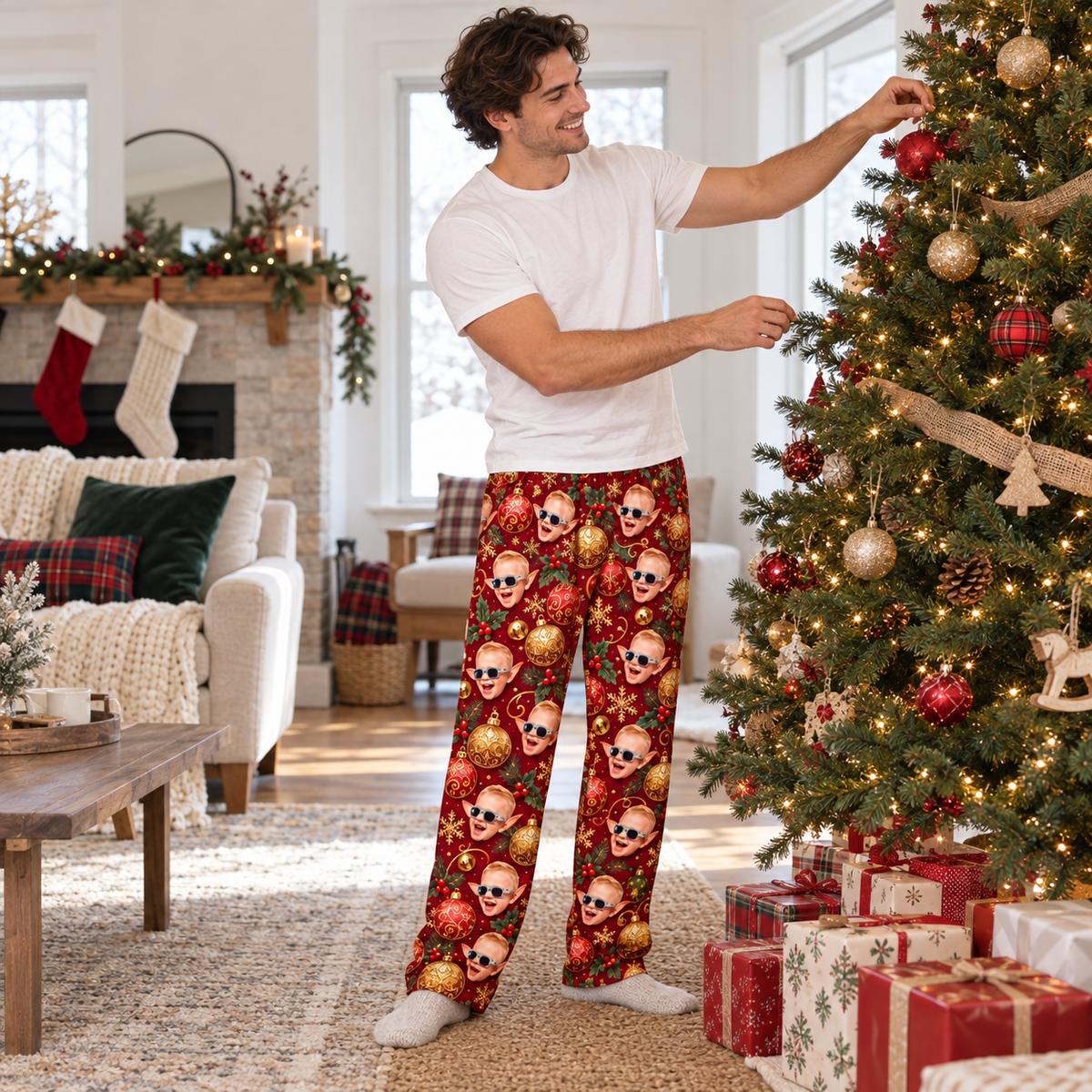 Christmas Pajama Pants Printed Holiday Lounge Sleepwear Trousers