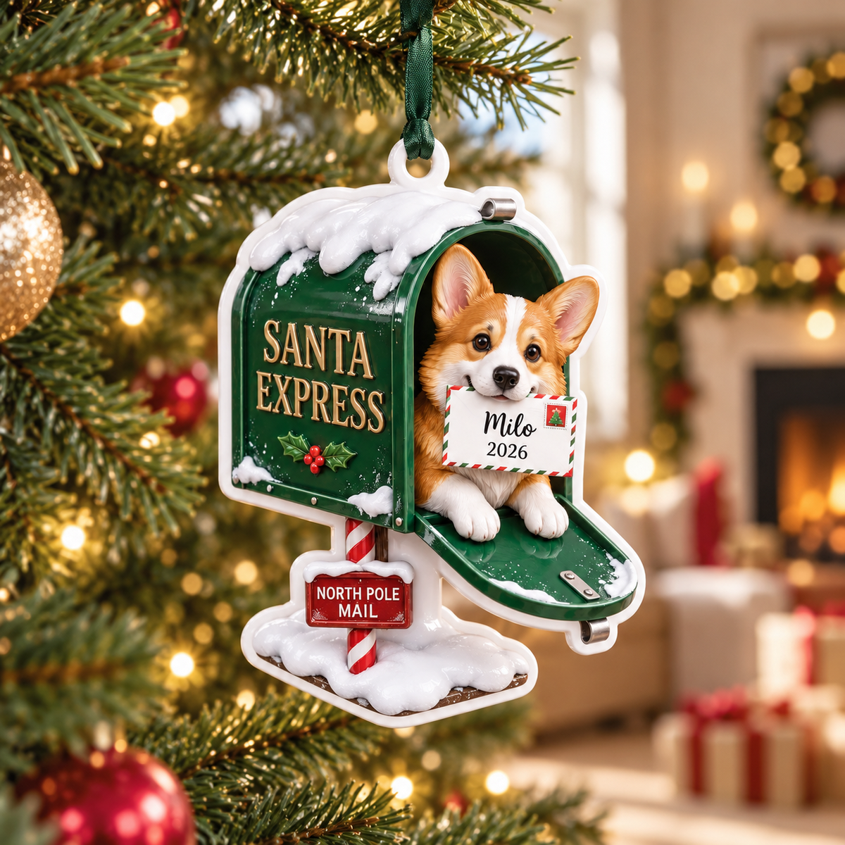 Glossy White Acrylic Collectible Figure Silhouette Holiday Hanging Tree Keepsake - 3D Relief Ornament