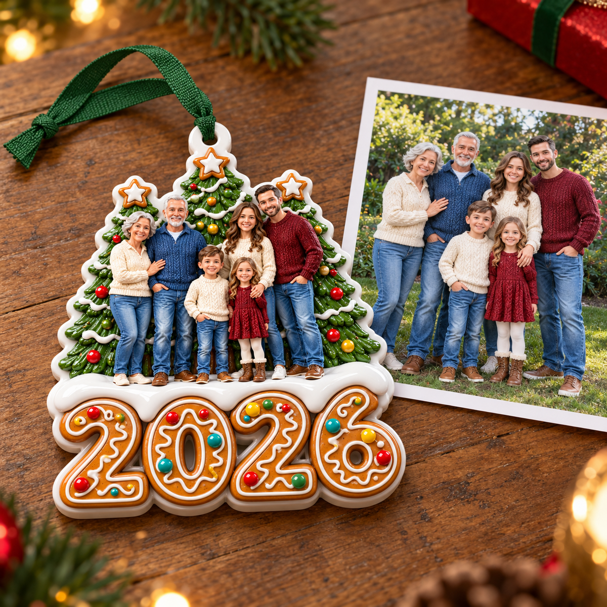 Family Christmas Tree Gingerbread 2026 Year Ceramic Hanging Keepsake ...