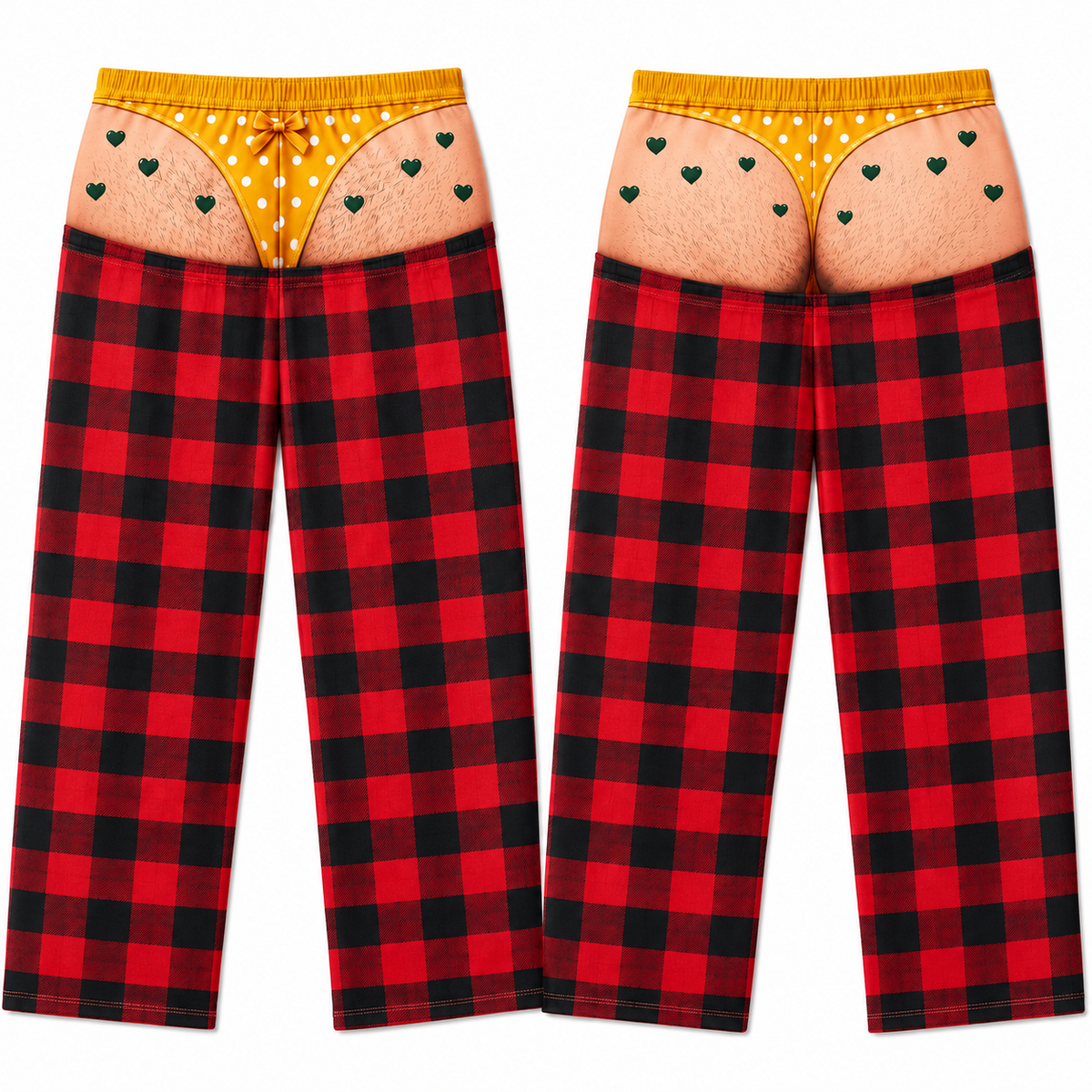 Novelty Plaid Pajama Pants with Faux Bikini Print Lounge Bottoms