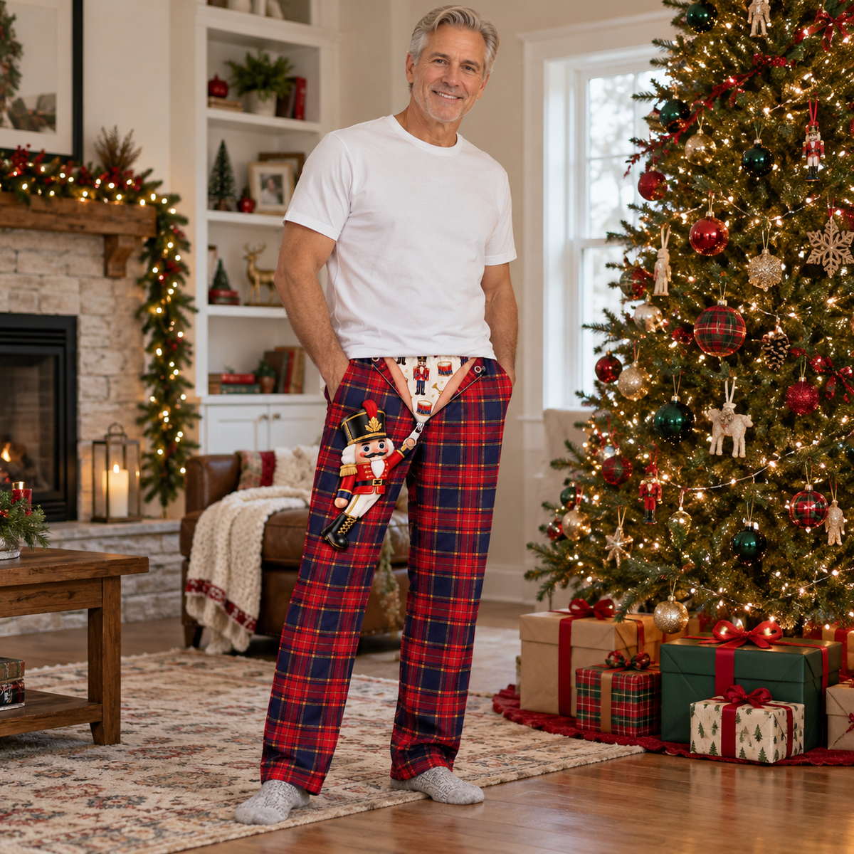 Mens Nutcracker Novelty Pajama Pants Holiday Loungewear Bottoms