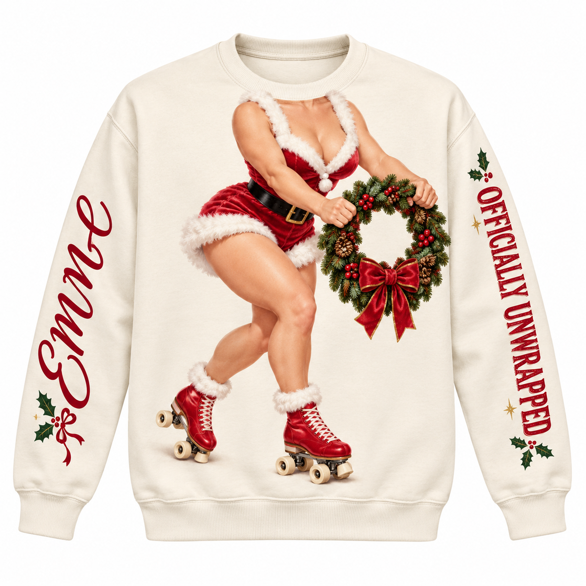 Funny Christmas Sweatshirt, Novelty Holiday Body Print Pullover