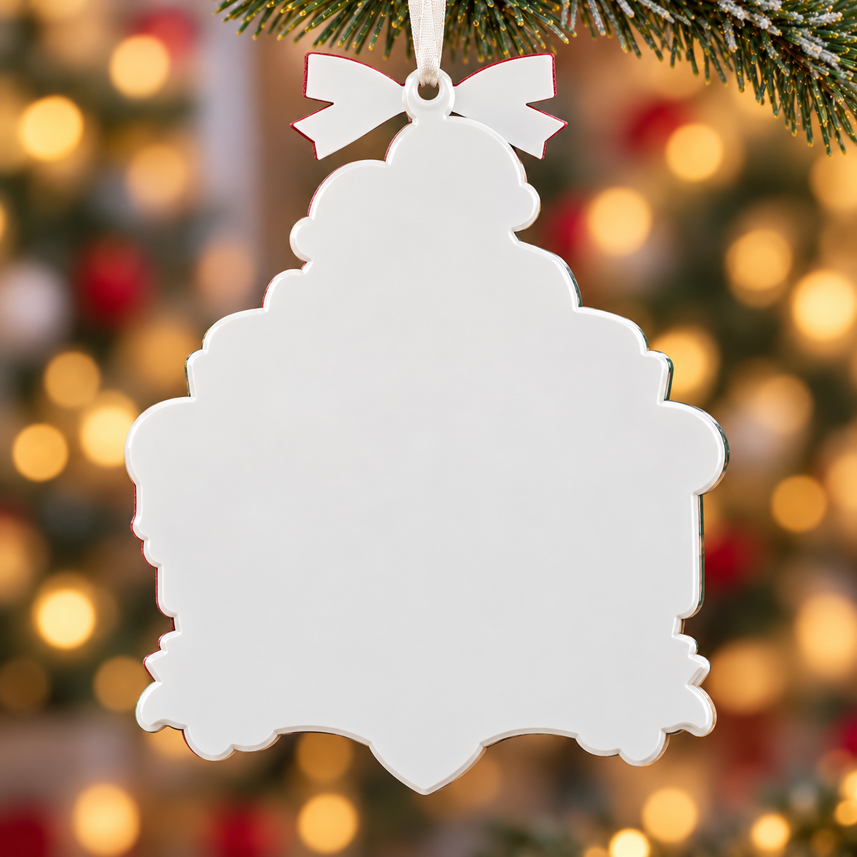 Expecting Couple on Green Couch Holiday Keepsake - 3D Relief Ornament