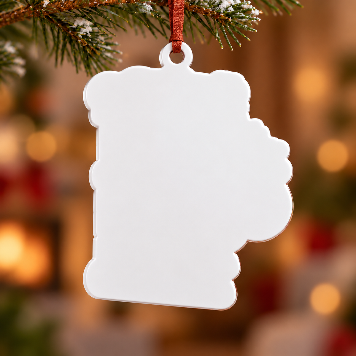 Santa Climbing Brick Chimney Christmas Tree Hanging Keepsake - 3D Relief Ornament