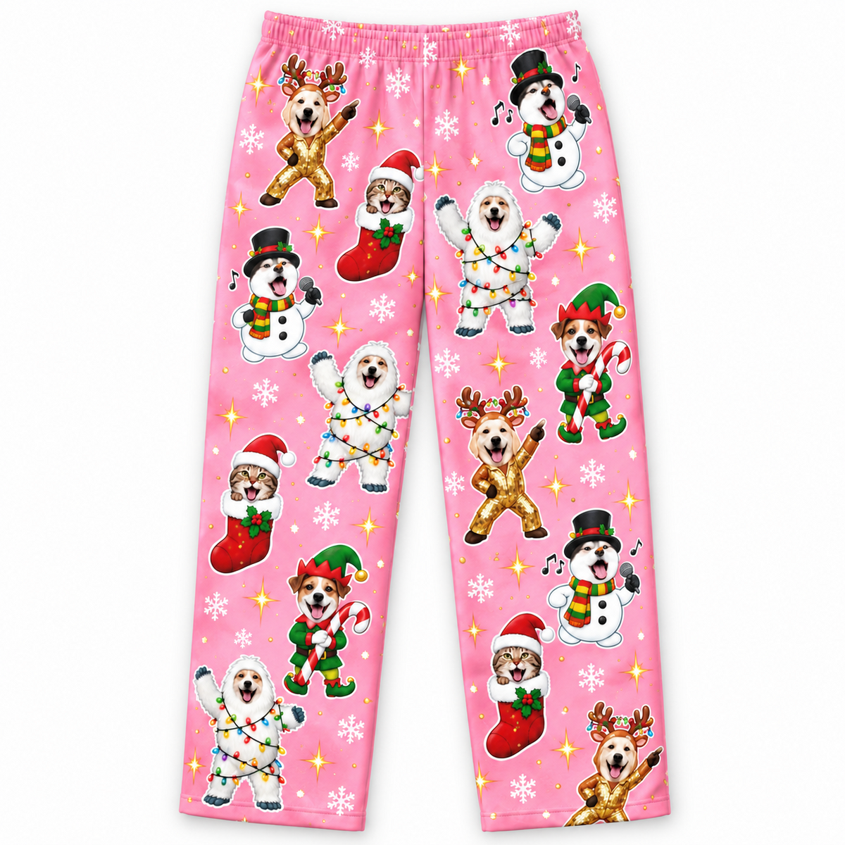 Christmas Pajama Pants Dog Pattern Holiday Loungewear Trousers