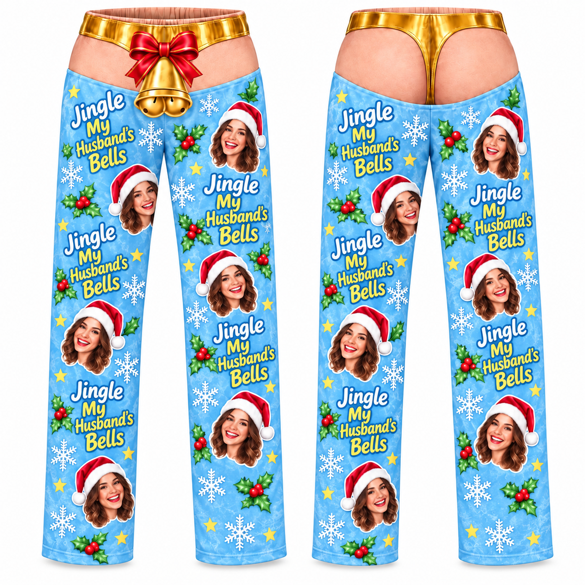 Mens Christmas Pajama Pants Festive Holiday Bell Lounge Bottoms