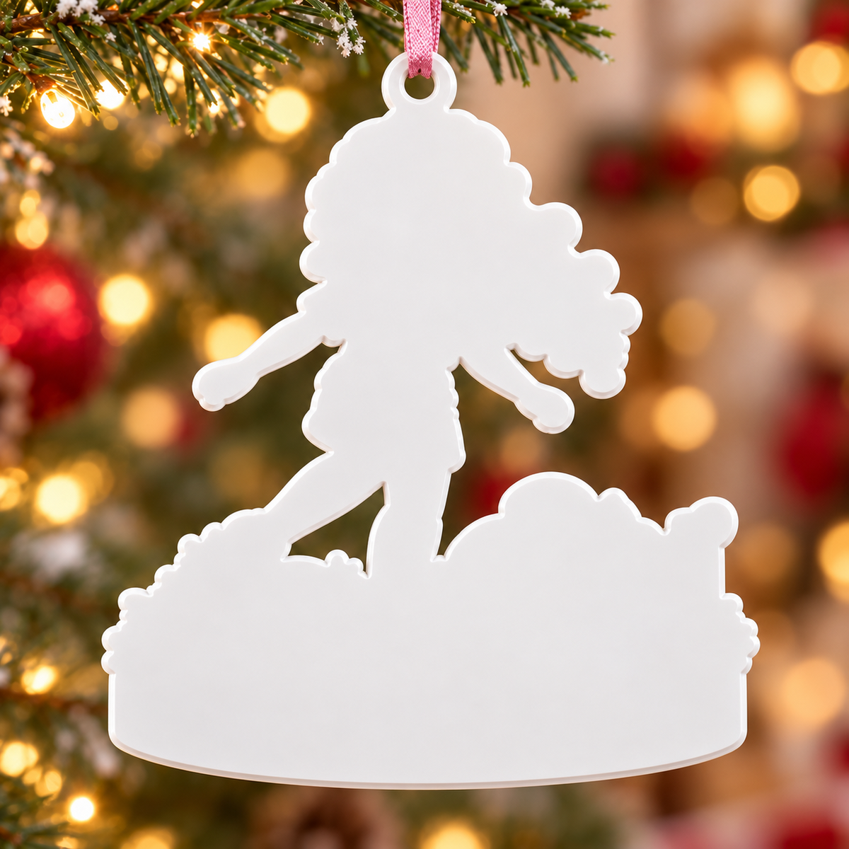 Pink Soccer Player Girl Acrylic Hanging Holiday Keepsake - 3D Relief Ornament