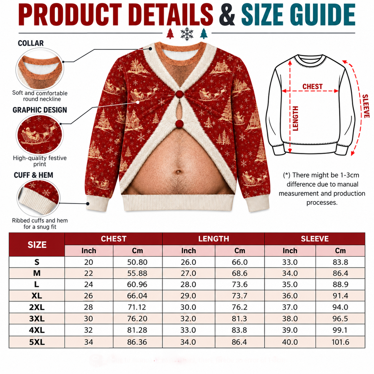 Belly Cutout Ugly Christmas Sweatshirt, Funny Open Stomach Holiday Top