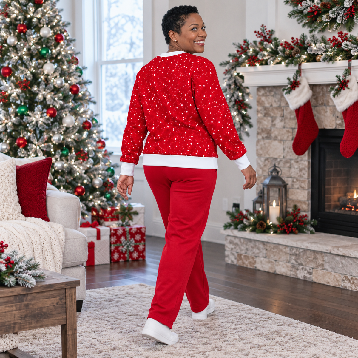 Christmas Sweatshirt Man in Wrapped Present Box Holiday Crewneck