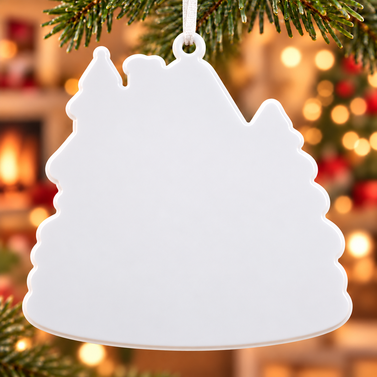 Snowy Winter House with Snowman and Christmas Tree - 3D Relief Ornament