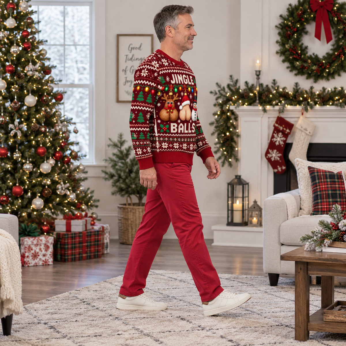 Jingle Balls Ugly Christmas Sweatshirt Funny Adult Holiday Pullover