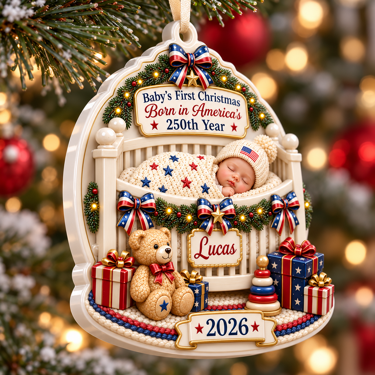 Baby's First Christmas Born in America's 250th Year Patriotic Crib ...