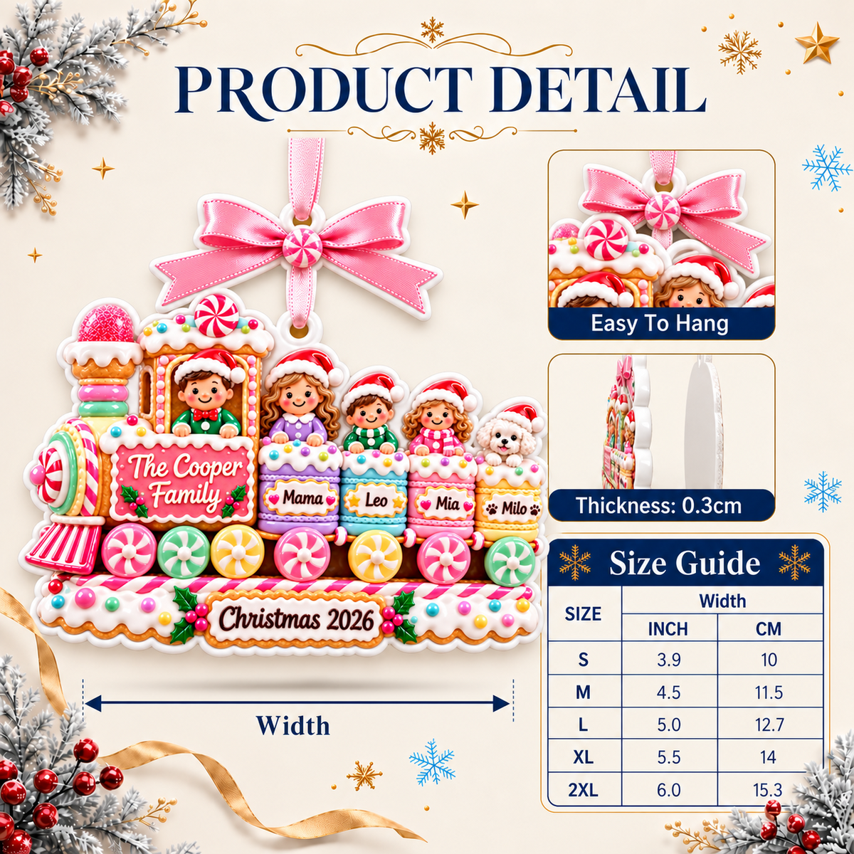 White Scalloped Edge Christmas Tree Plaque with Top Bow Holiday Hanging - 3D Relief Ornament